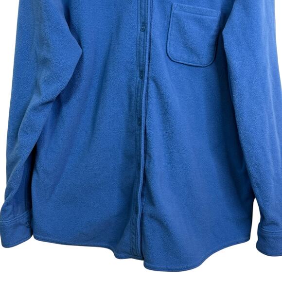 L.L. Bean Size Large Blue Fleece Long Sleeve Button Up Shirt - Picture 3 of 5